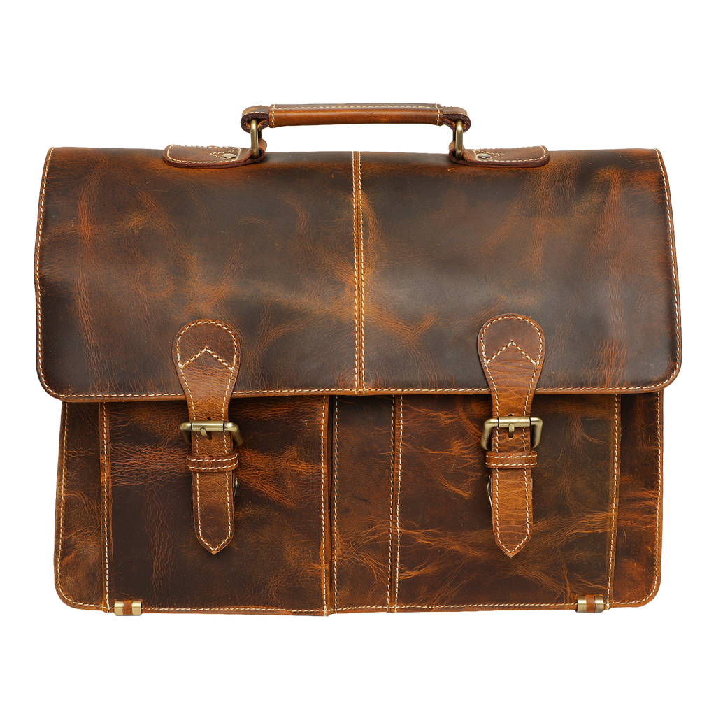Timeless Leather Briefcase Bag Brown