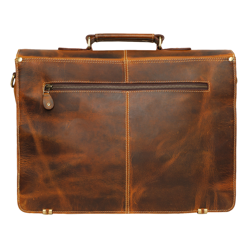 Timeless Leather Briefcase Bag Brown