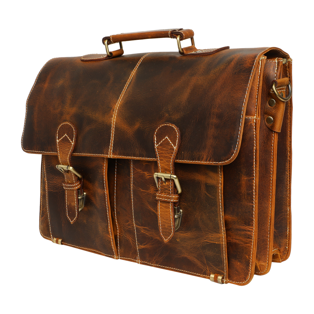 Timeless Leather Briefcase Bag Brown