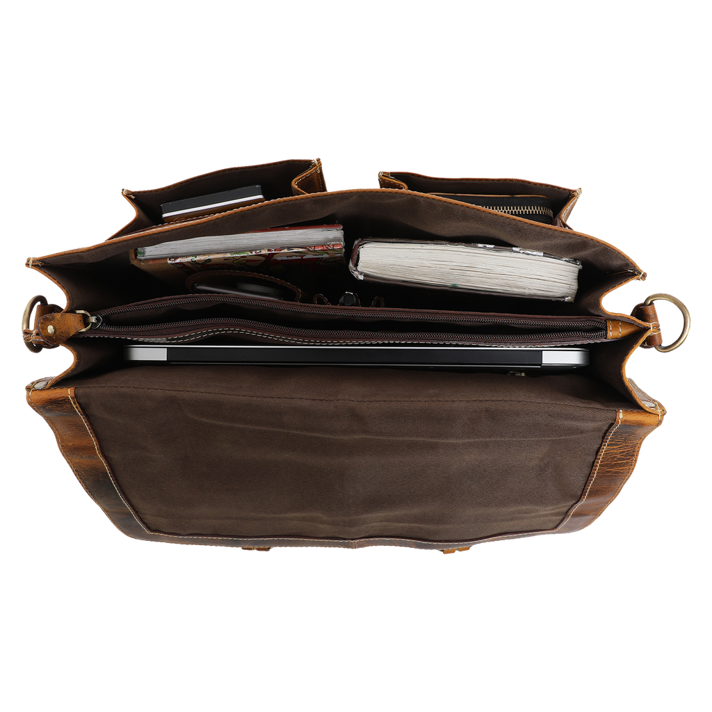 Timeless Leather Briefcase Bag Brown