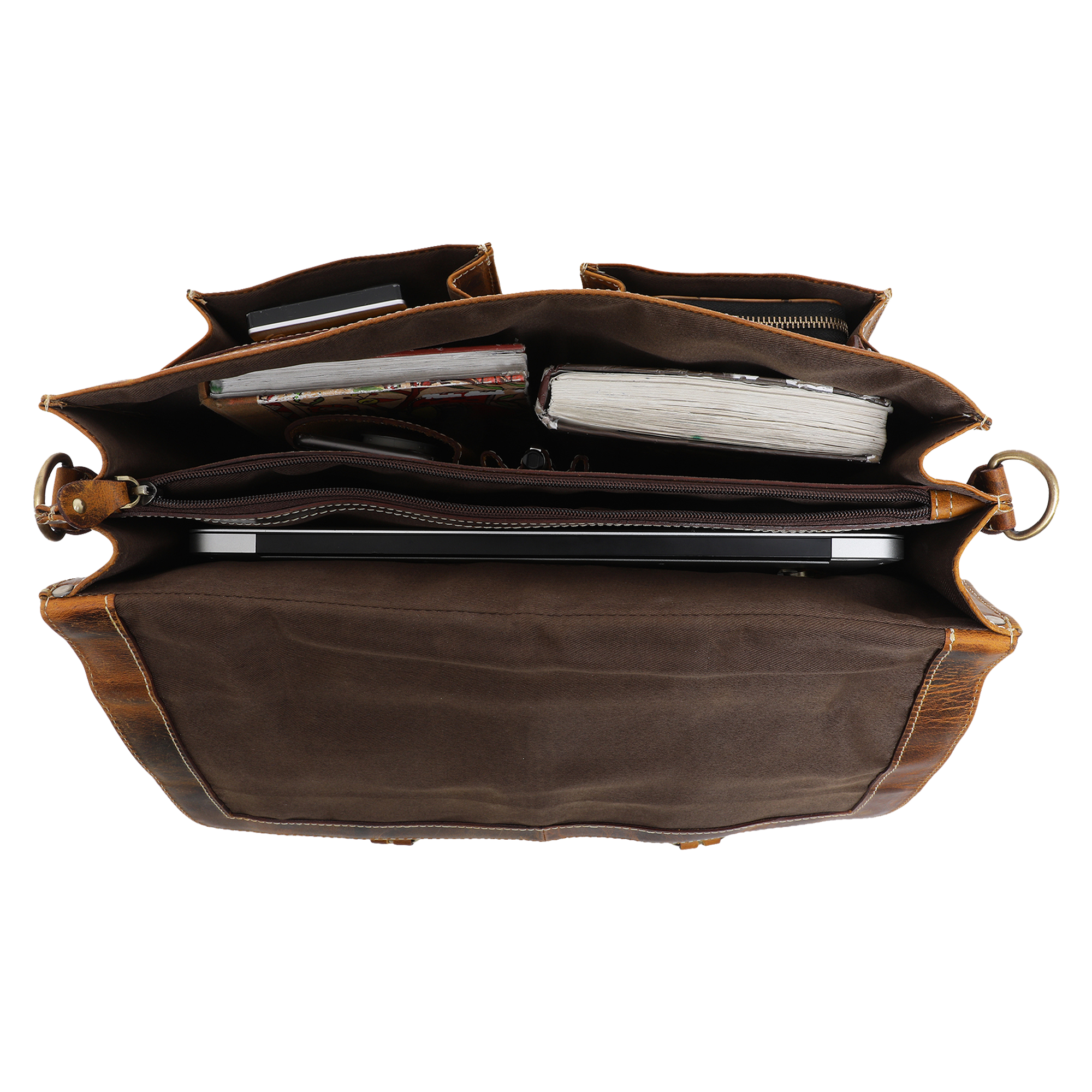 Timeless Leather Briefcase Bag Brown