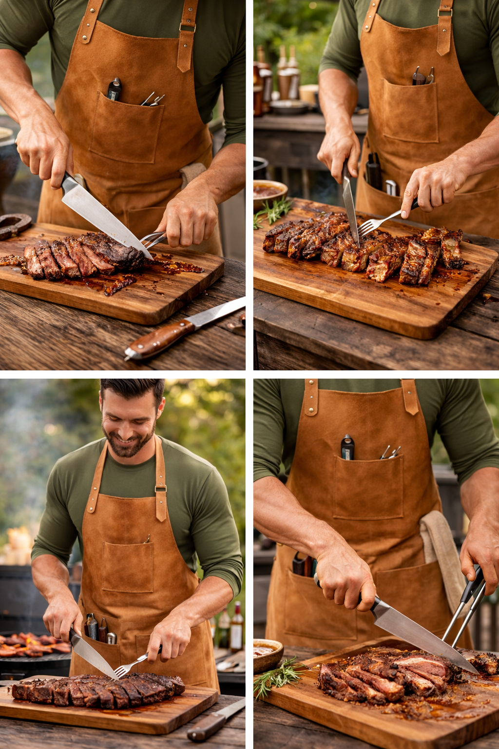 Leather Grill Apron Cooking Aprons for Chefs & BBQ Cooks