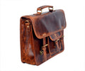 Leather Messenger Briefcase Bag (Walnut Brown)