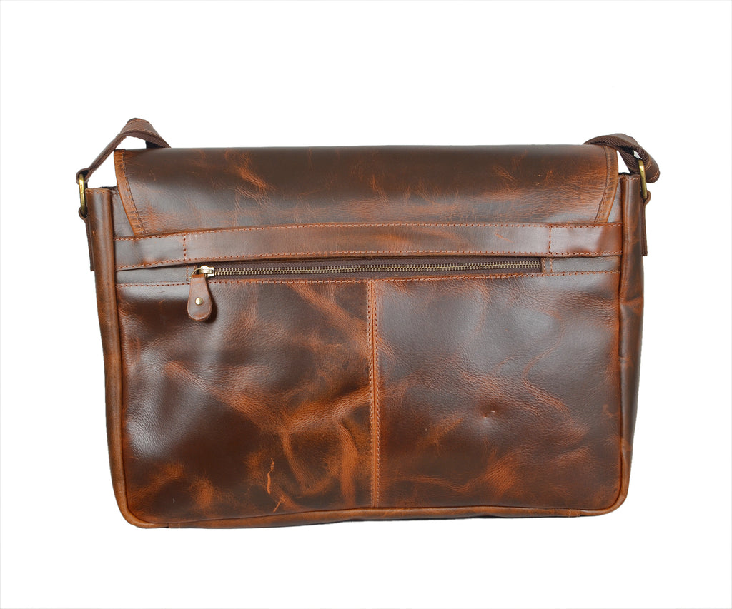 Handmade Genuine Leather Messenger Bag (Brown)