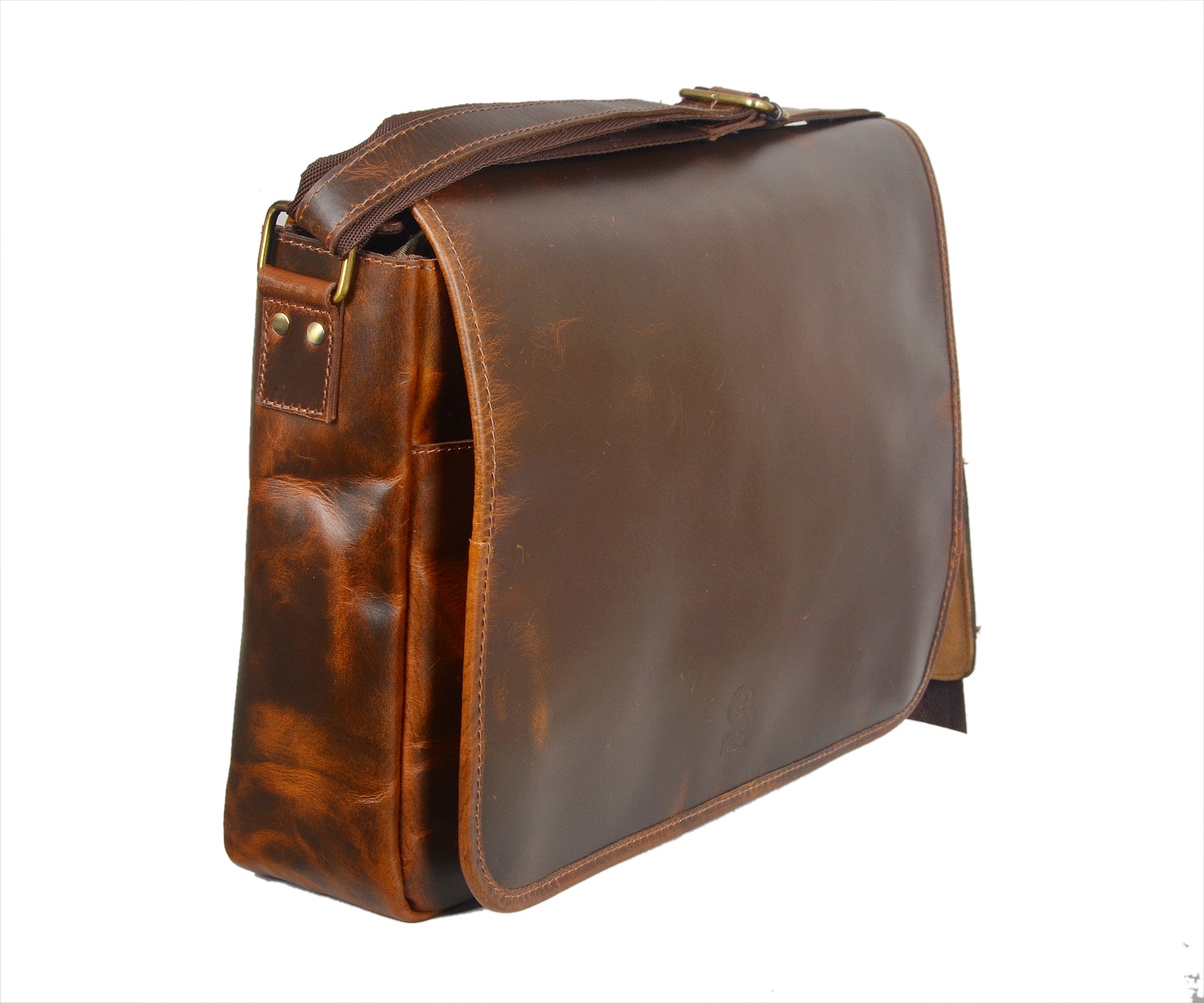 Handmade Genuine Leather Messenger Bag (Brown)