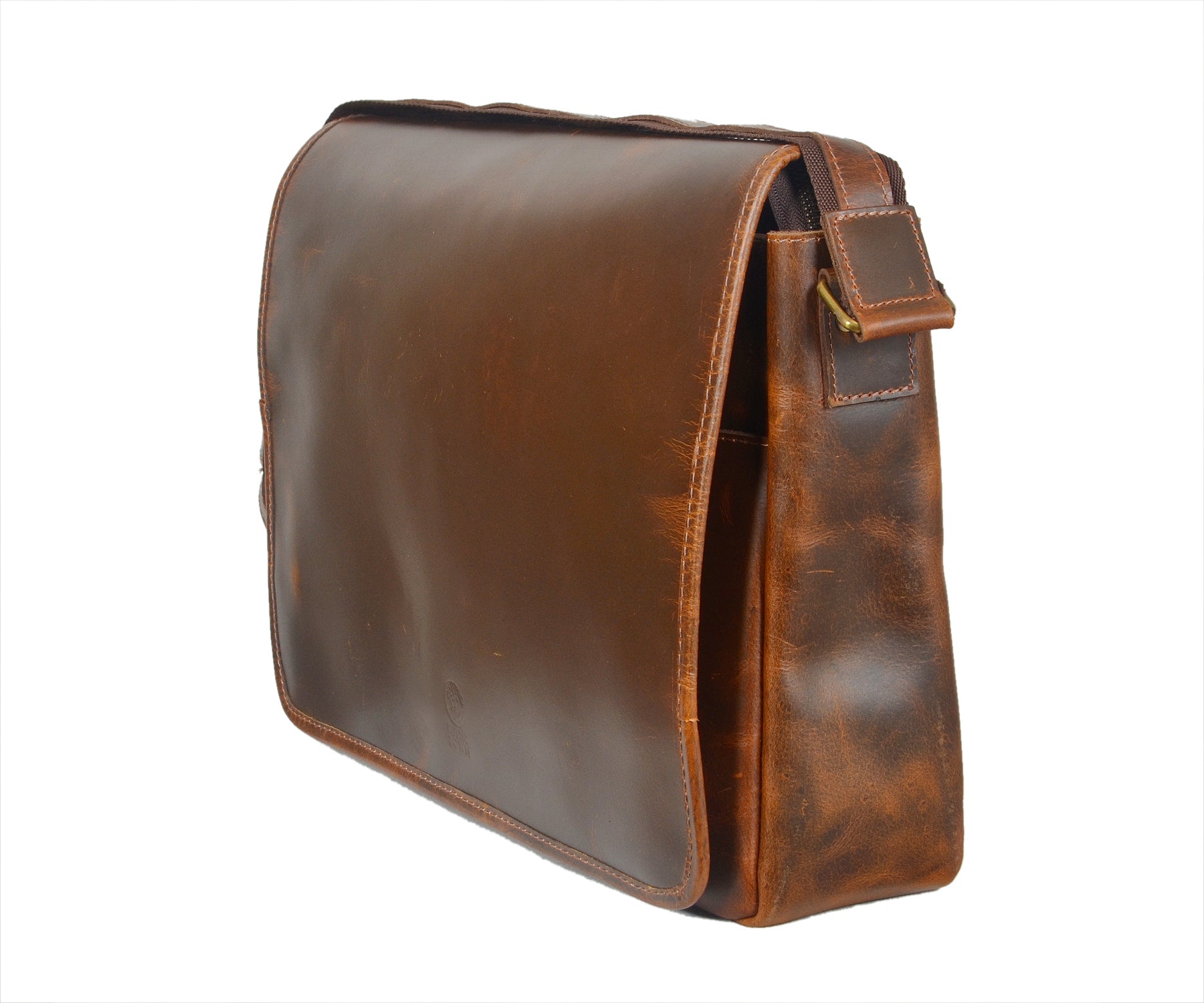 Handmade Genuine Leather Messenger Bag (Brown)