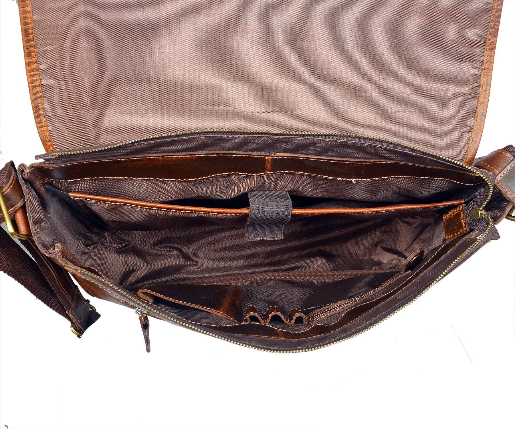 Handmade Genuine Leather Messenger Bag (Brown)