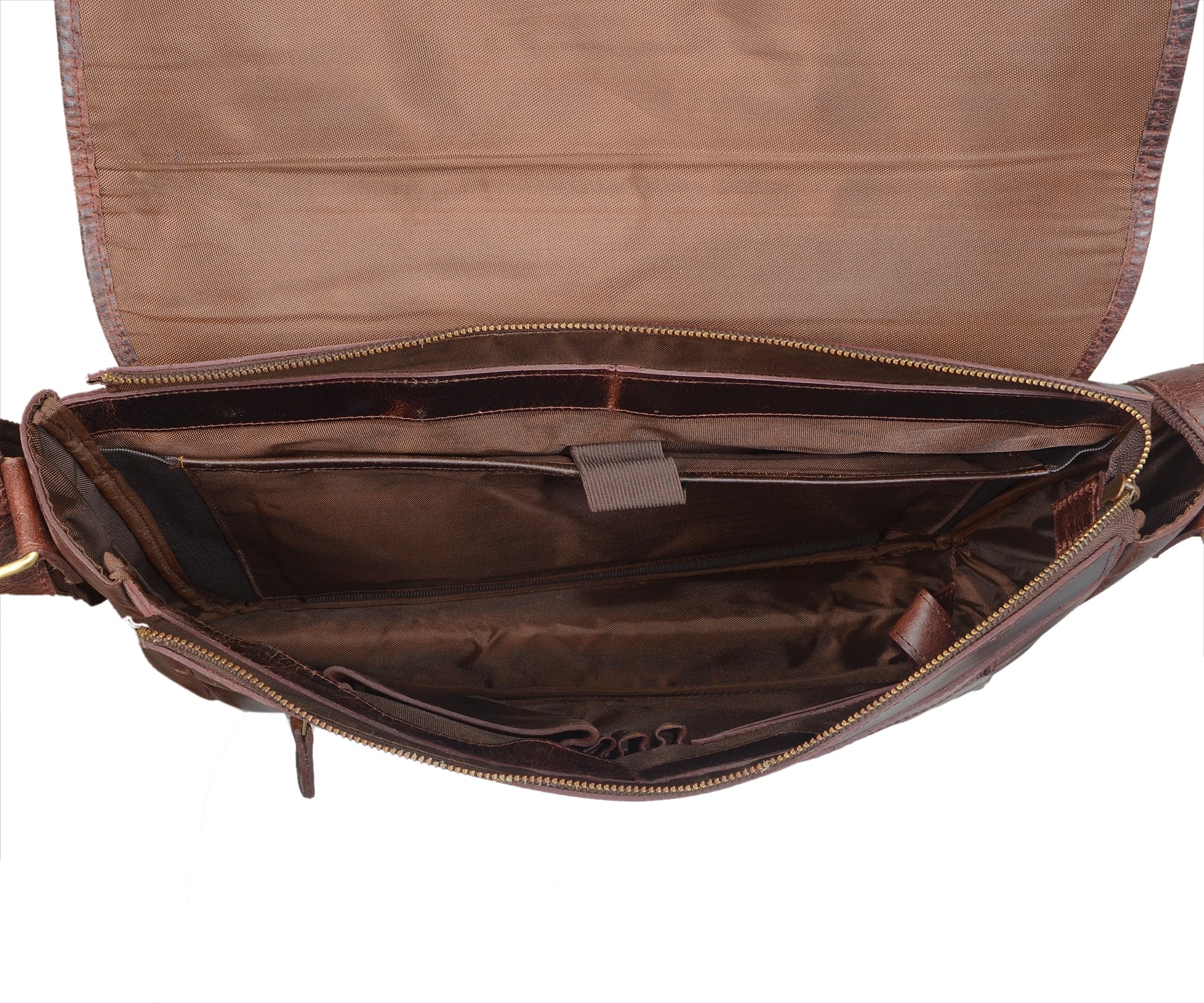 Retro Buffalo Leather Messenger Bag (Dark Brown)