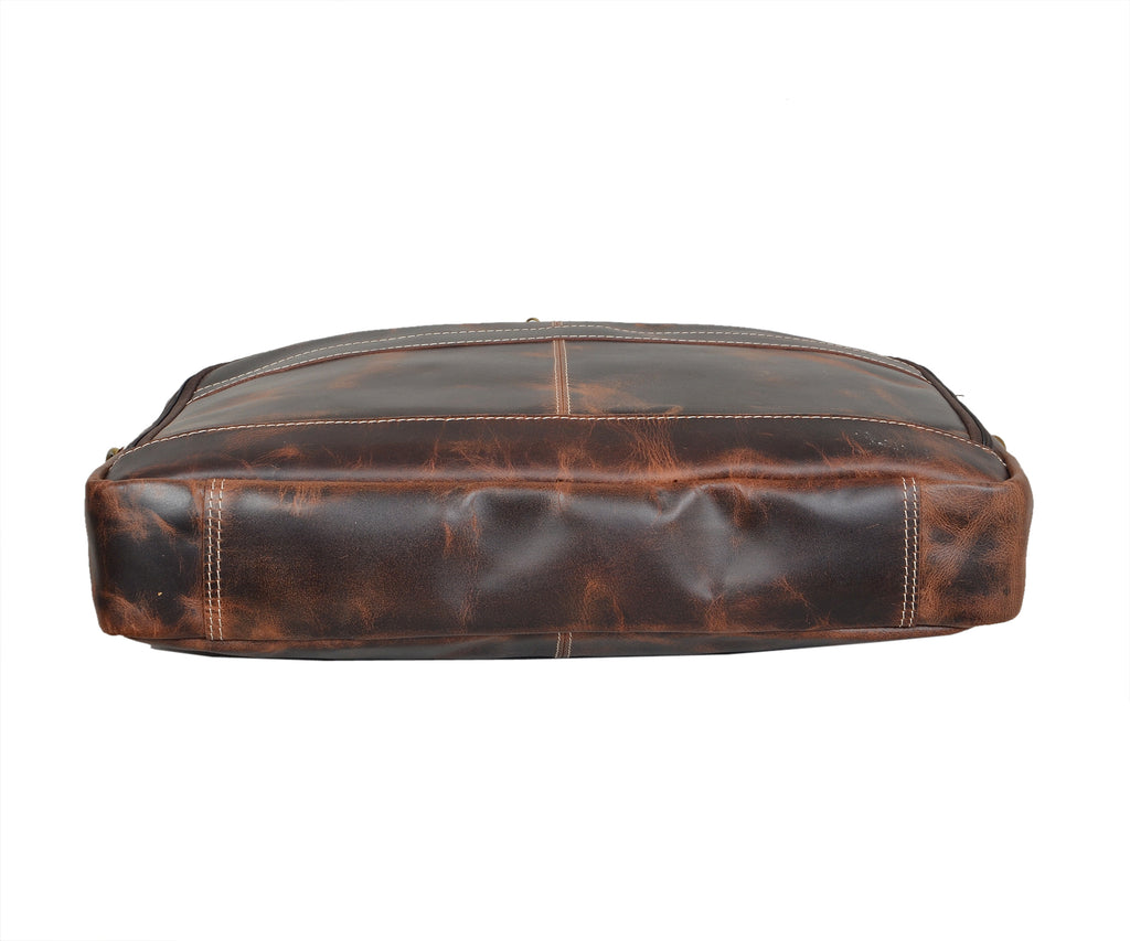 Retro Buffalo Leather Messenger Bag (Dark Brown)