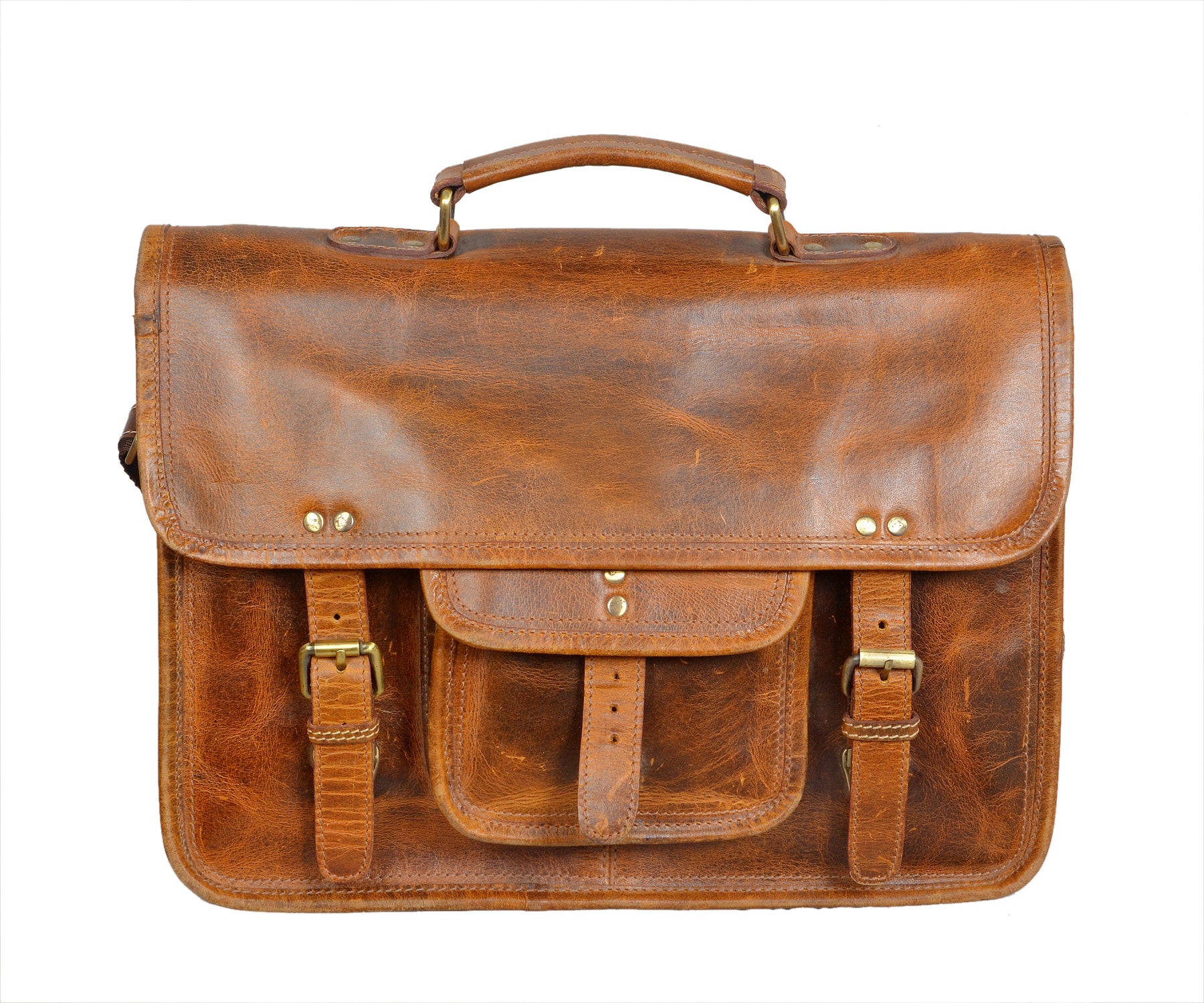 Virgin Leather Briefcase Bag (Brown)