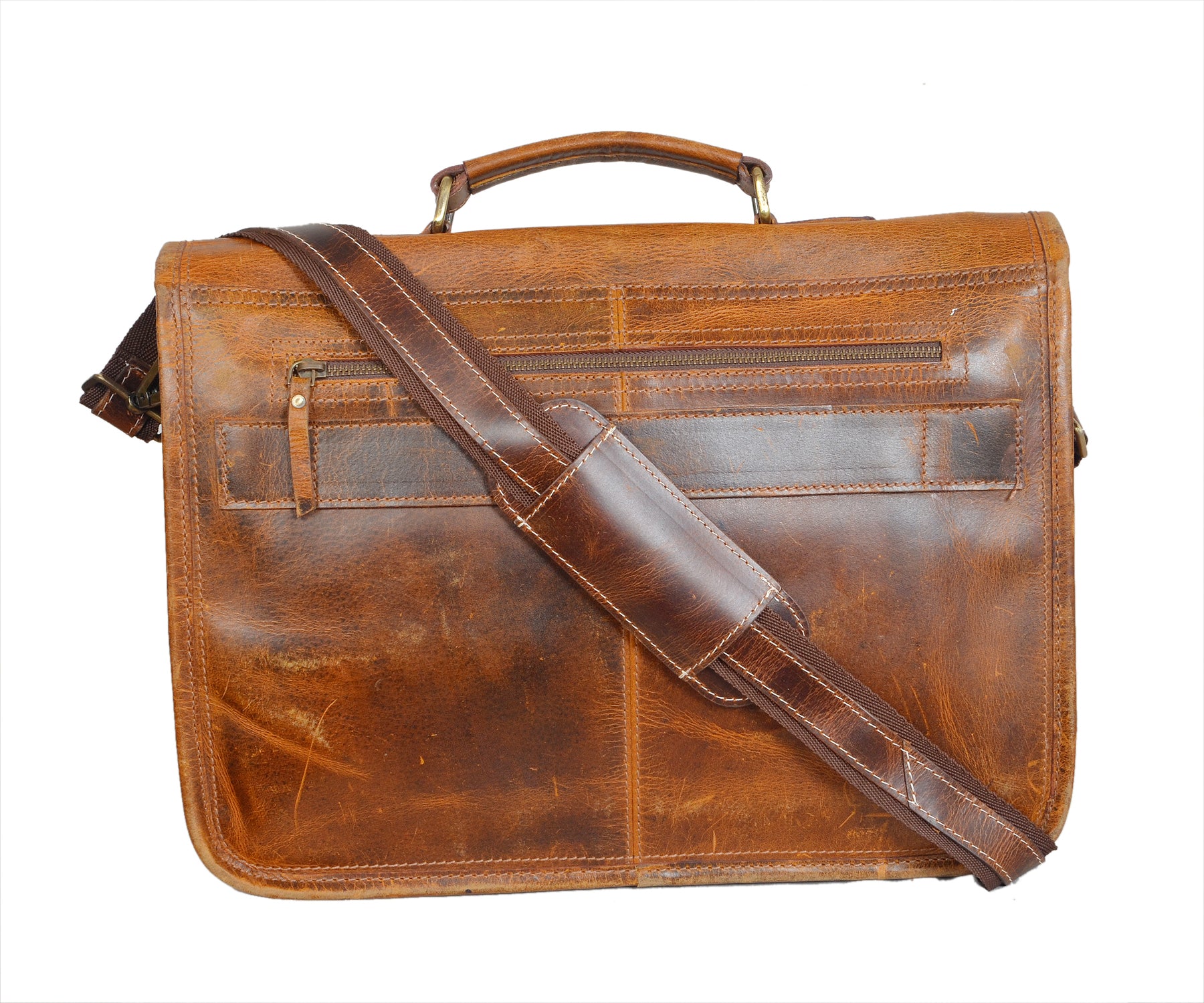 Virgin Leather Briefcase Bag (Brown)