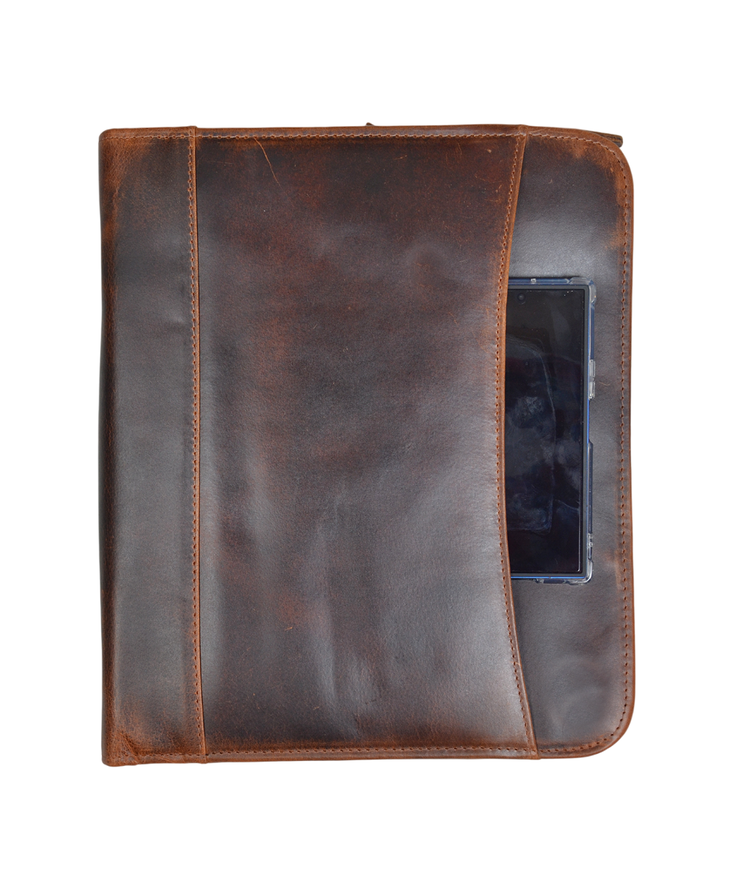 Executive Organizer Leather Zipper Portfolio Padfolios (Brown)