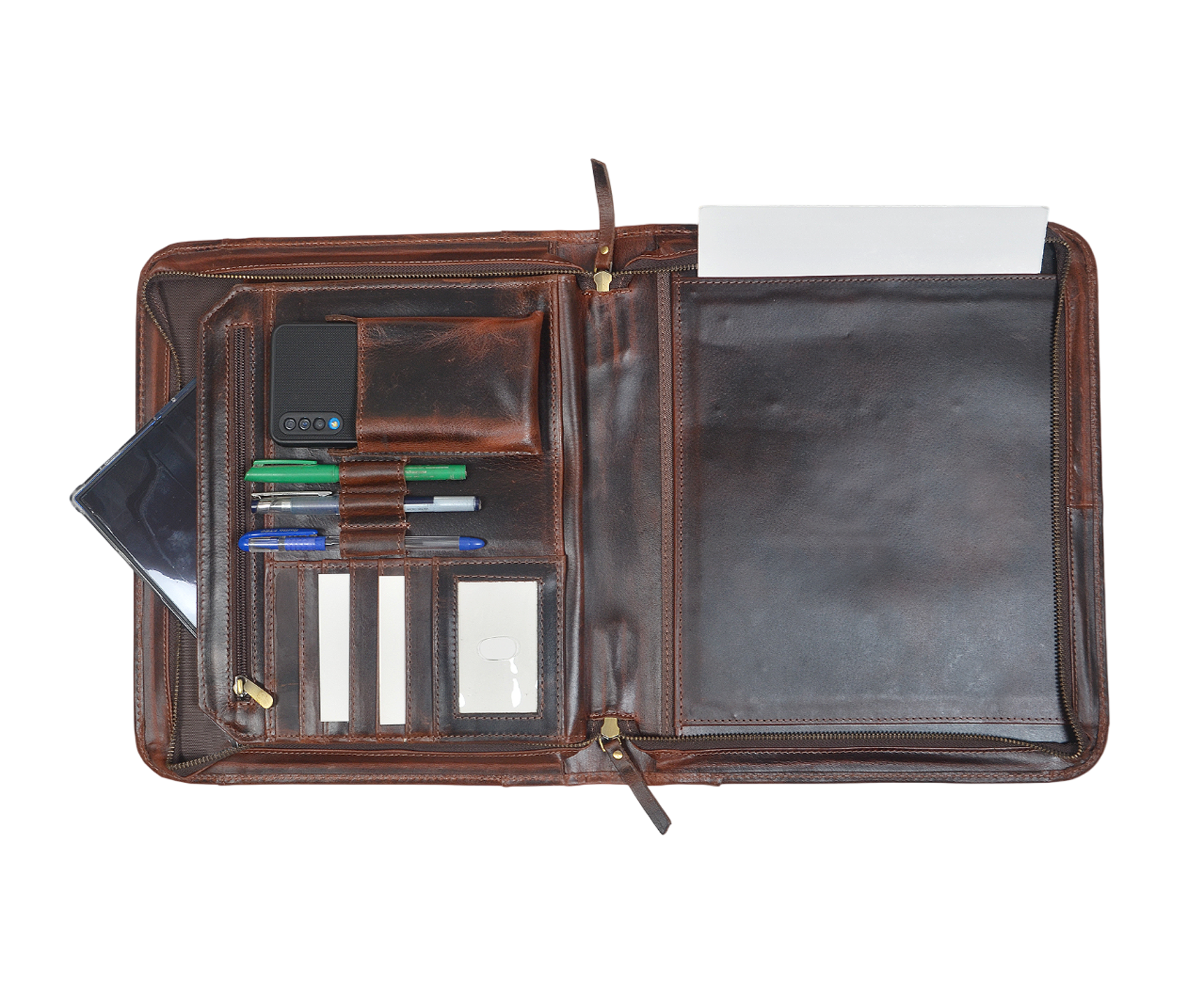 Premium Qualıty Full-Grain Leather Portfolio (Dark Brown)