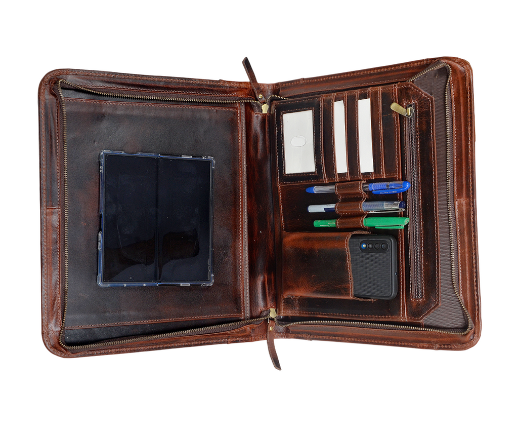 Premium Qualıty Full-Grain Leather Portfolio (Dark Brown)