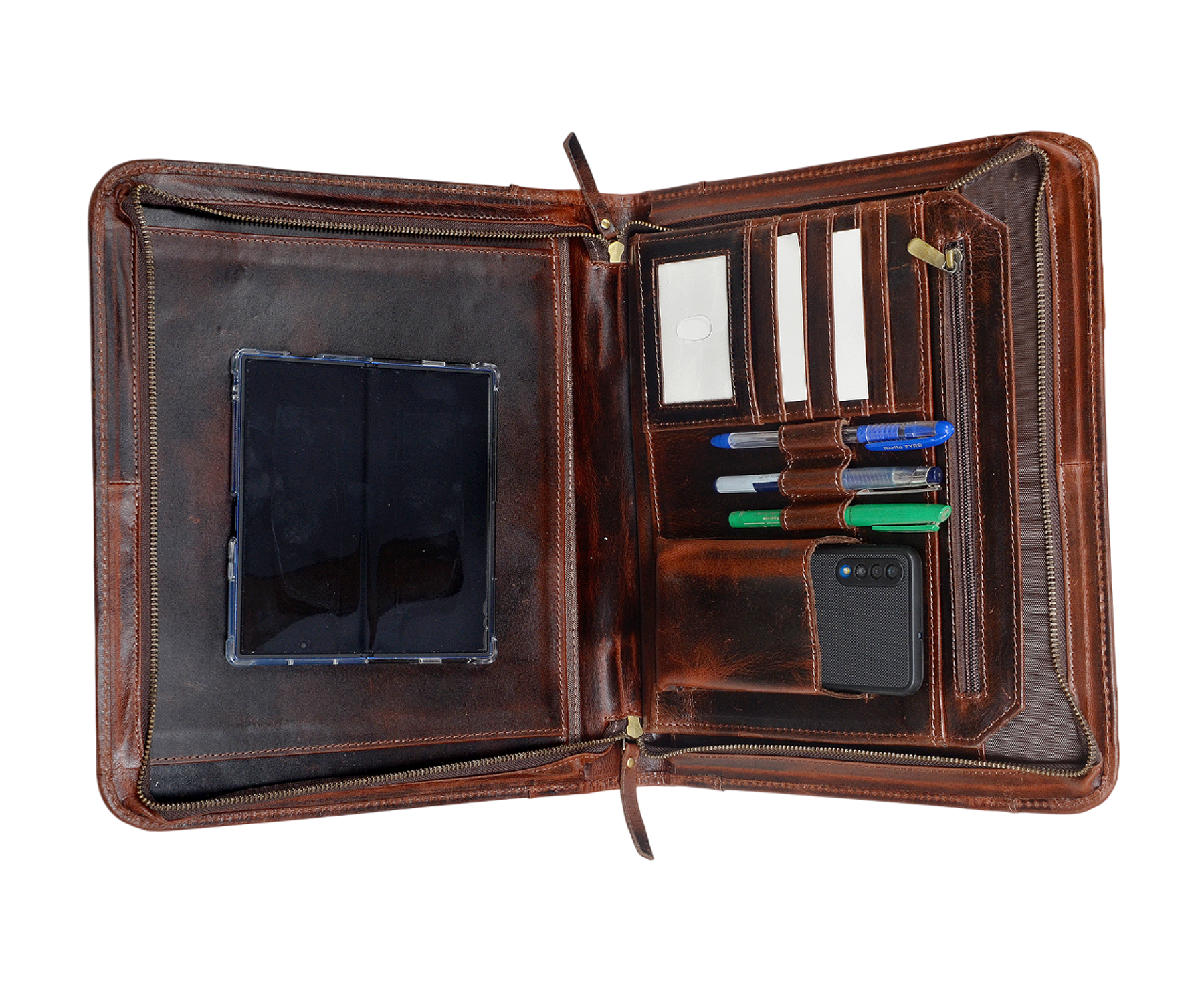 Premium Qualıty Full-Grain Leather Portfolio (Dark Brown)