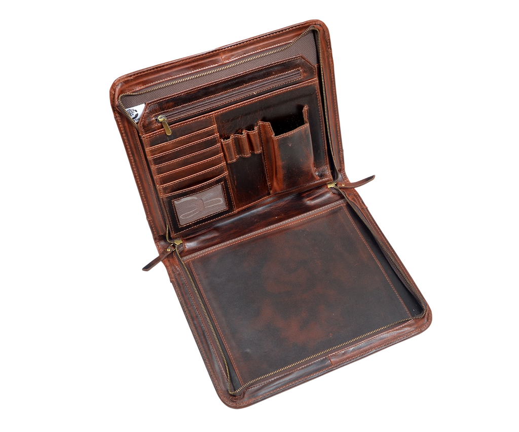 Premium Qualıty Full-Grain Leather Portfolio (Dark Brown)