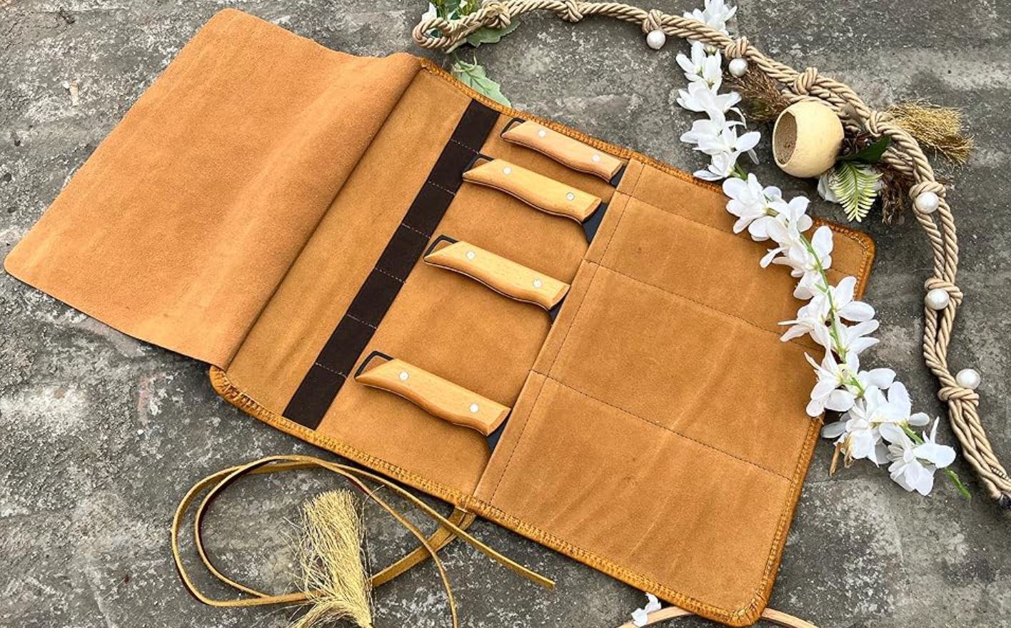 Luxury Leather Knife Roll