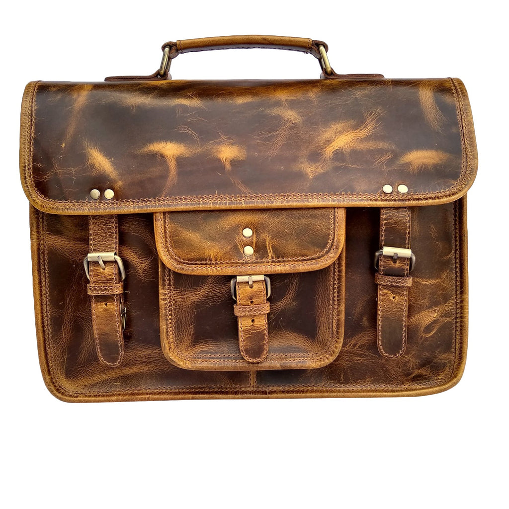 Virgin Leather Briefcase Bag (Brown)