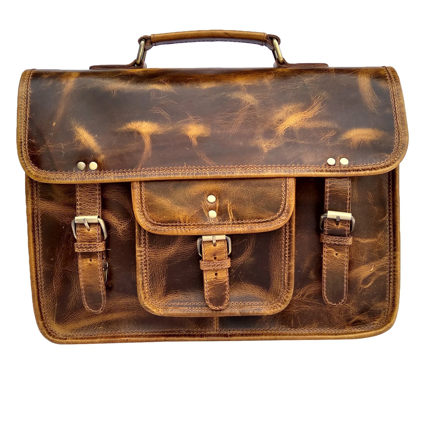 Virgin Leather Briefcase Bag (Brown)