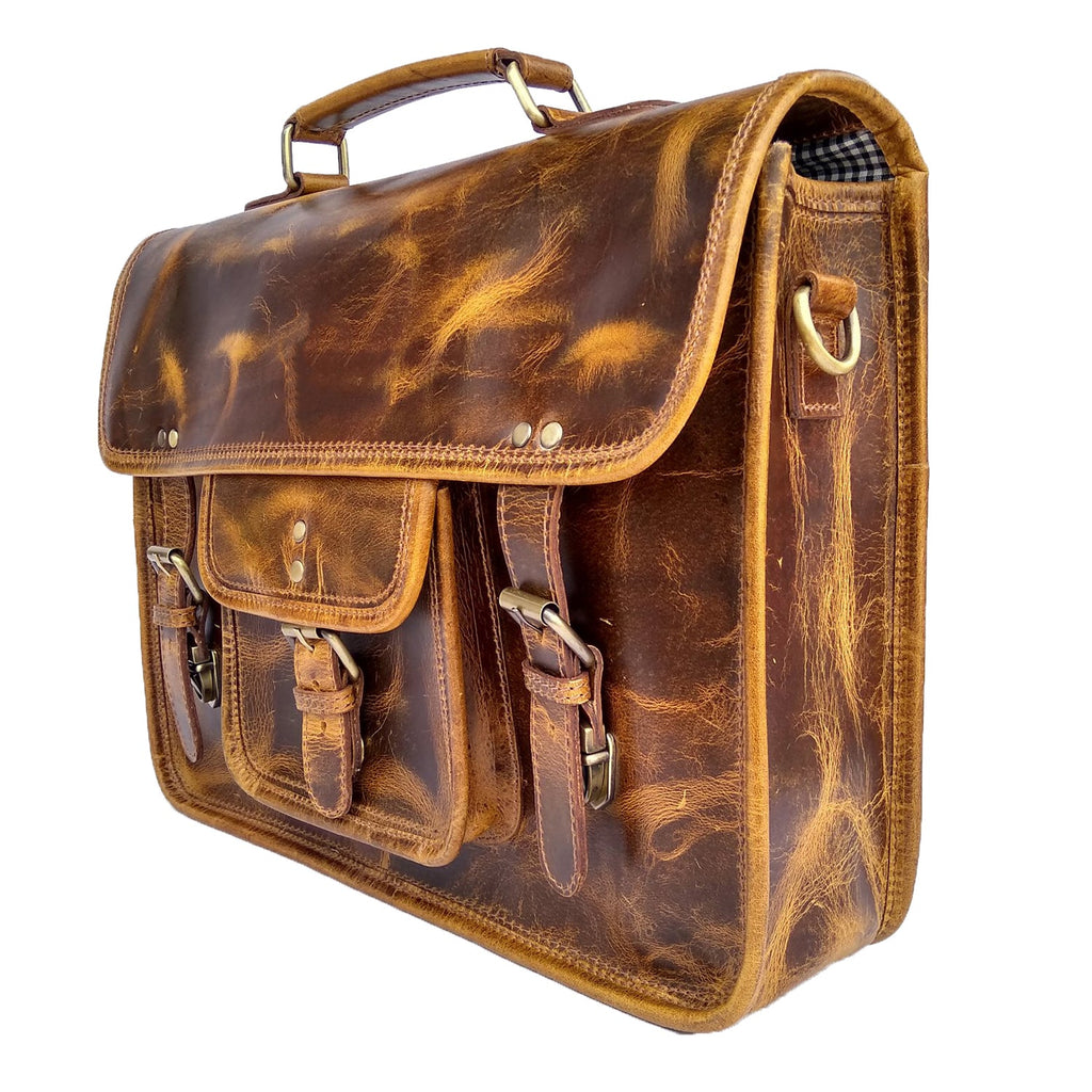 Virgin Leather Briefcase Bag (Brown)