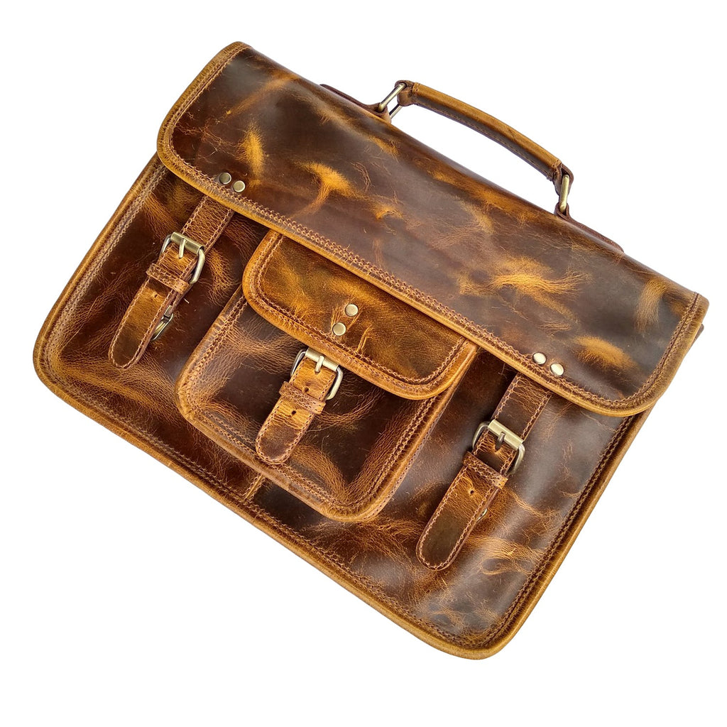 Virgin Leather Briefcase Bag (Brown)