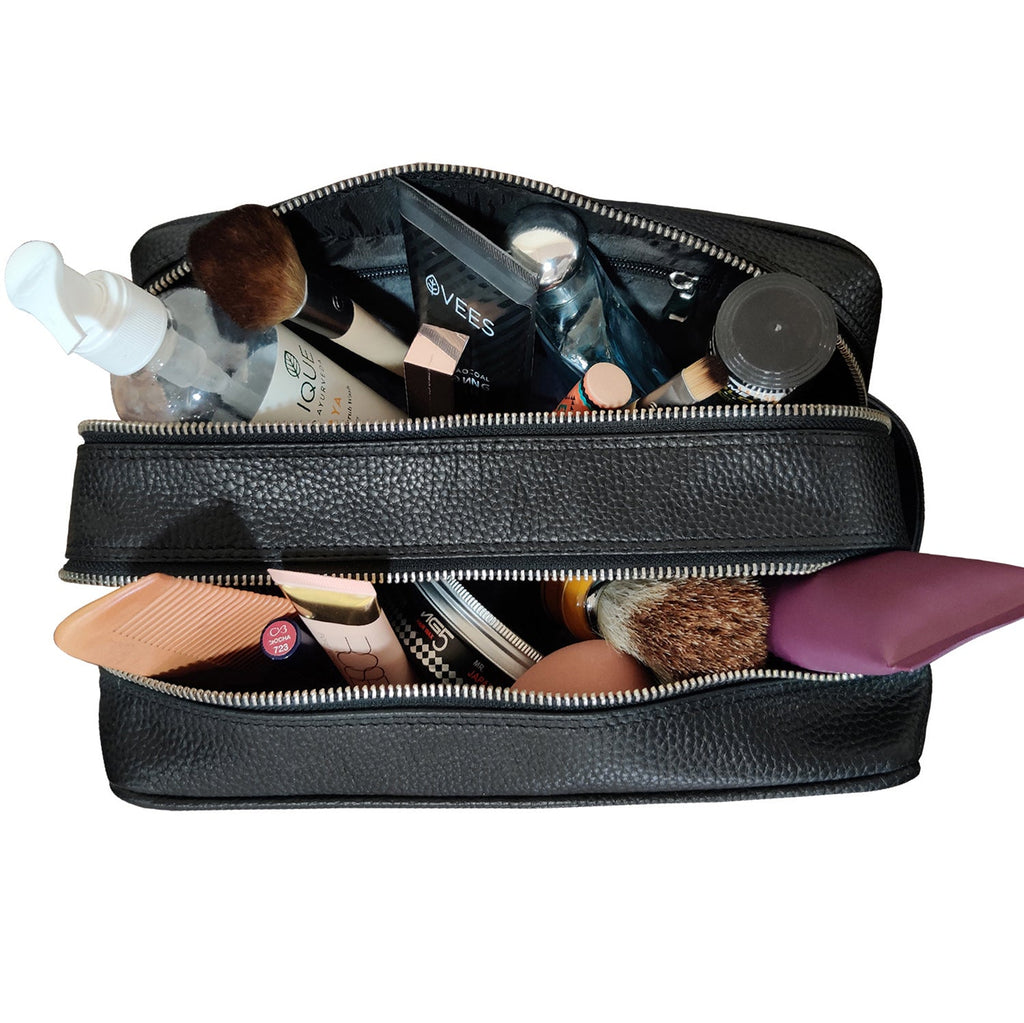 Midnight Leather Toiletry Bag (Black)