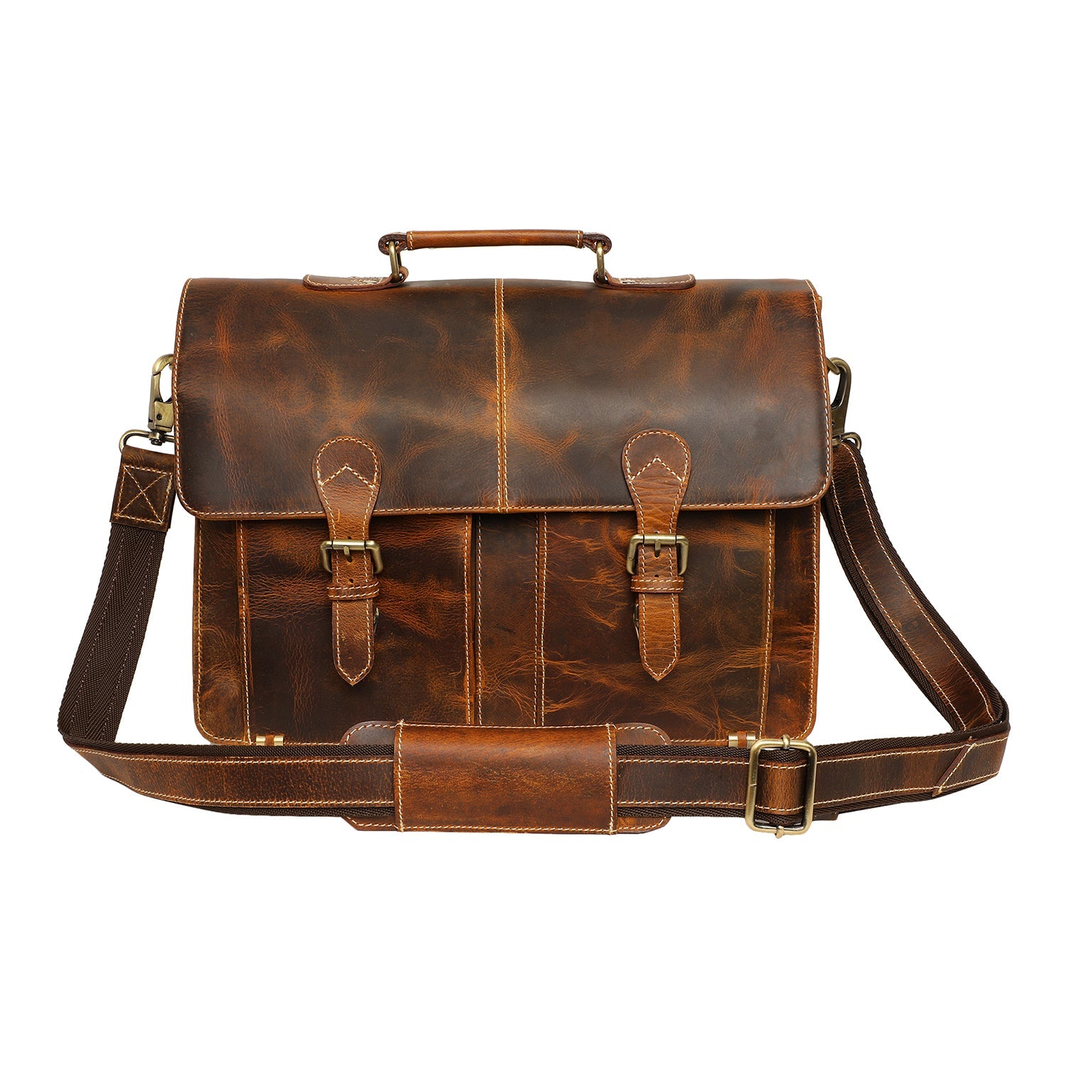 Timeless Leather Briefcase Bag Brown