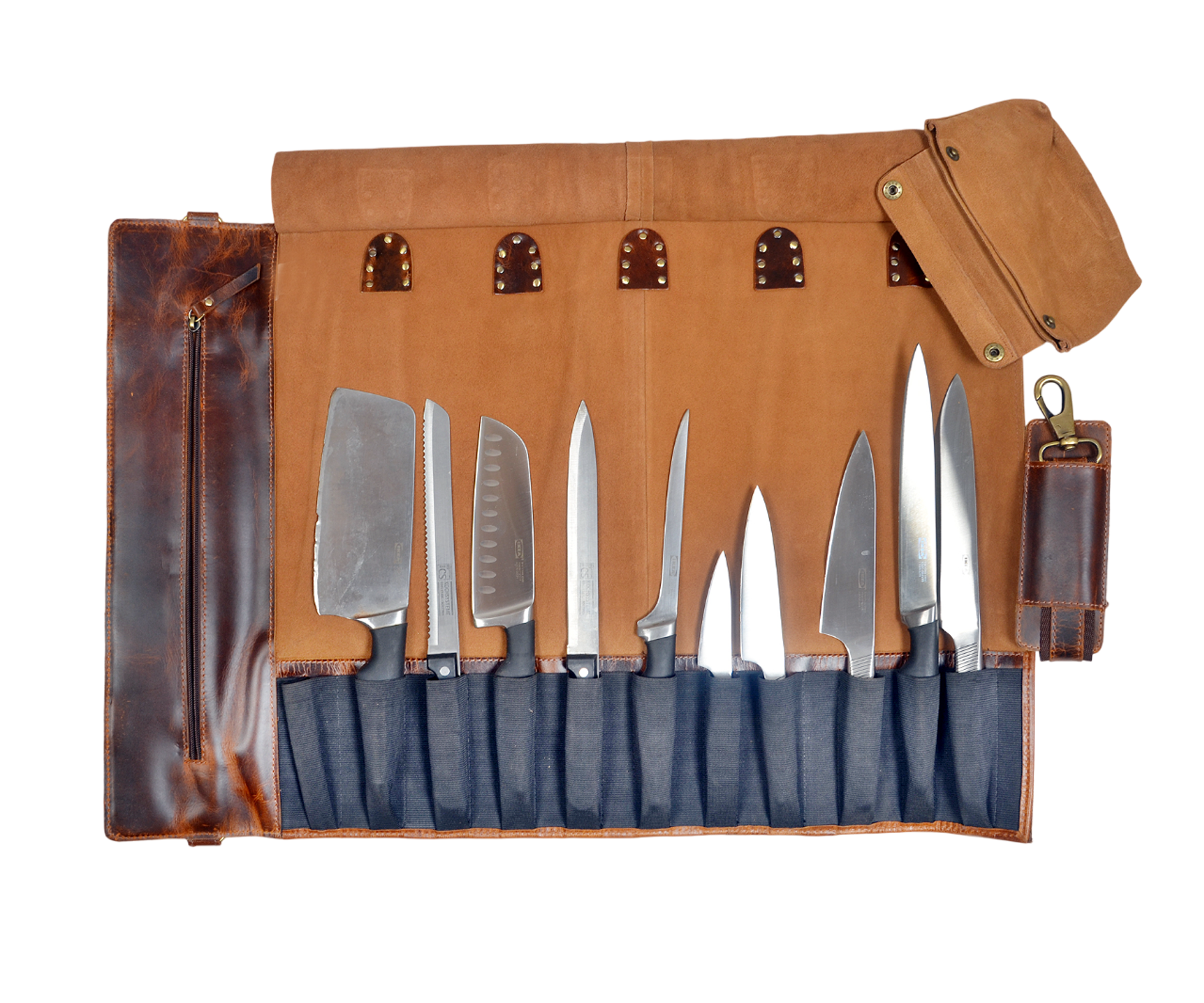 Leather Chef Knife Roll (Brown)