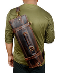 Handmade Genuine Leather Knife Roll for Chefs (Dark Brown)