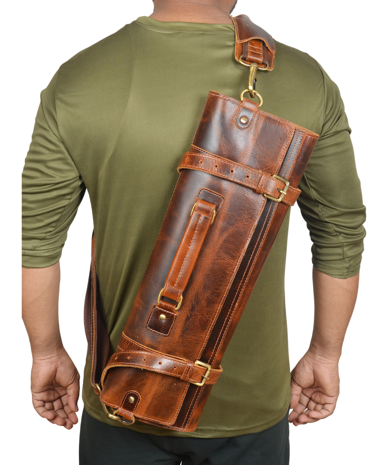 Leather Chef Knife Roll (Brown)