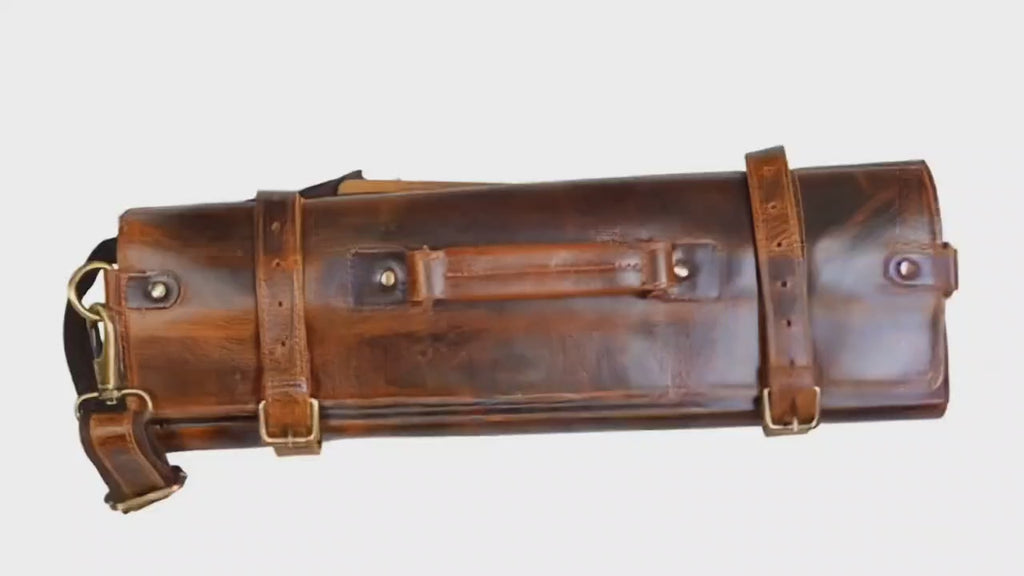 Leather Chef Knife Roll (Brown)