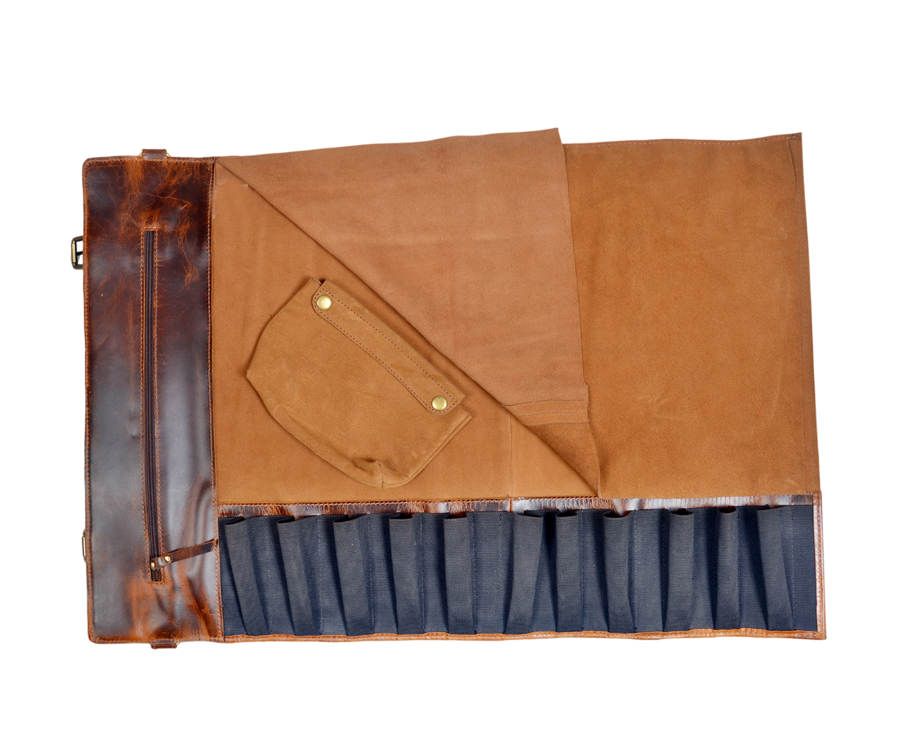 Leather Chef Knife Roll (Brown)